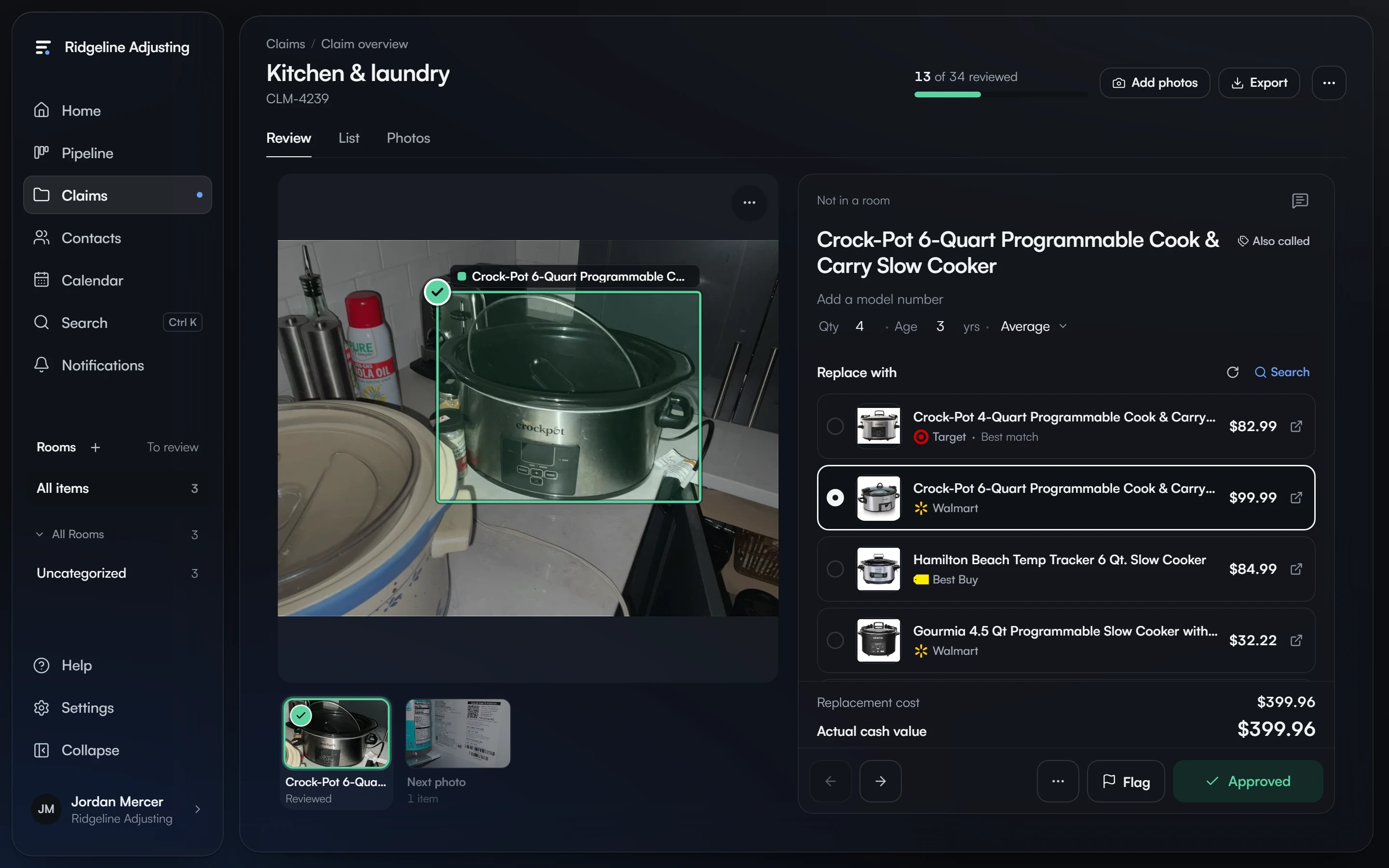 A detected slow cooker with the replacements found for it