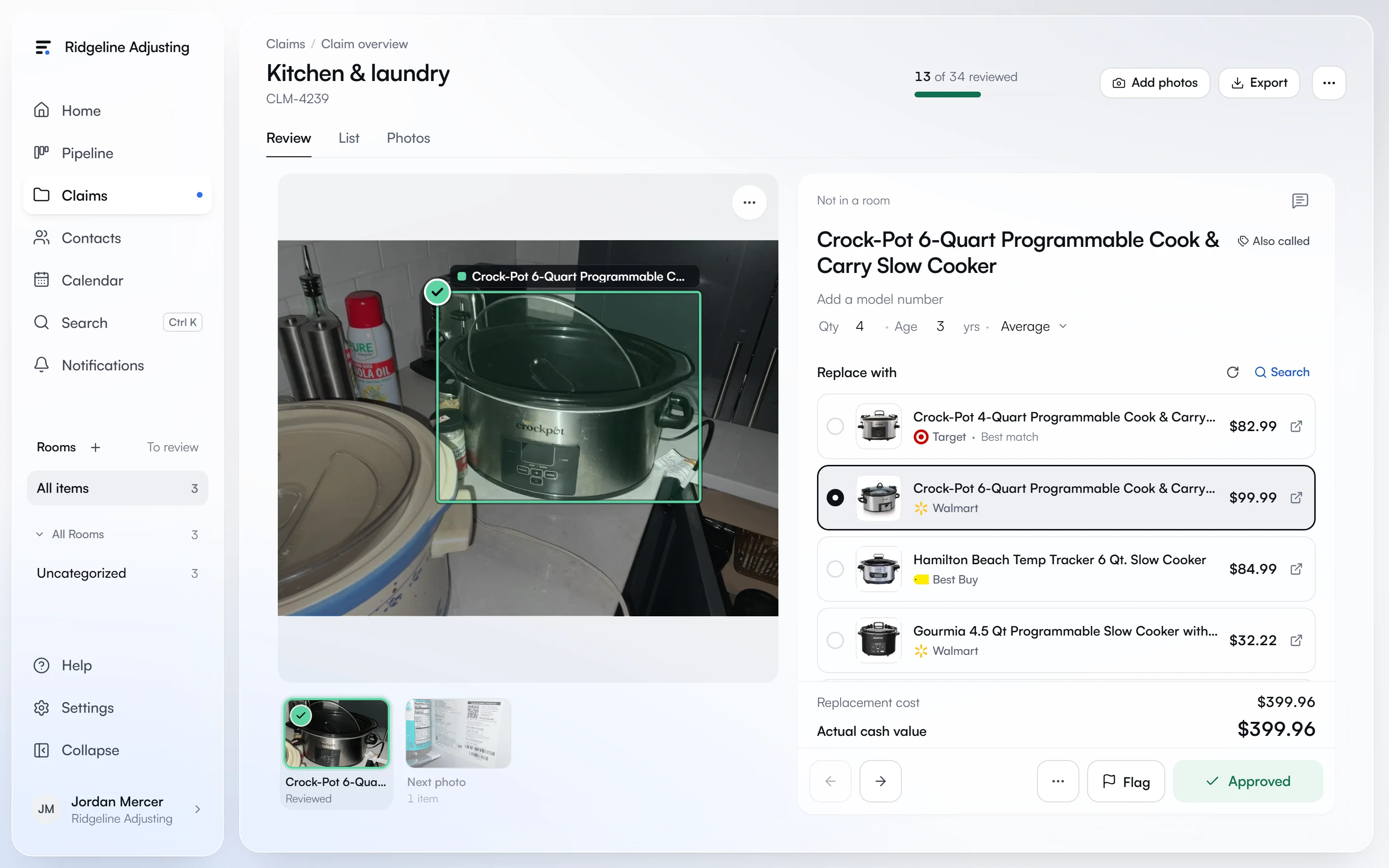 A detected slow cooker with the replacements found for it